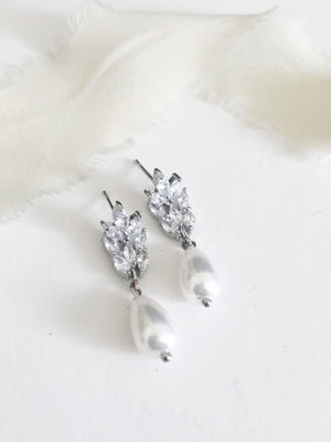 Gianna Silver pearl drop earrings