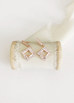 Mara Rose Gold Drop Wedding Earrings