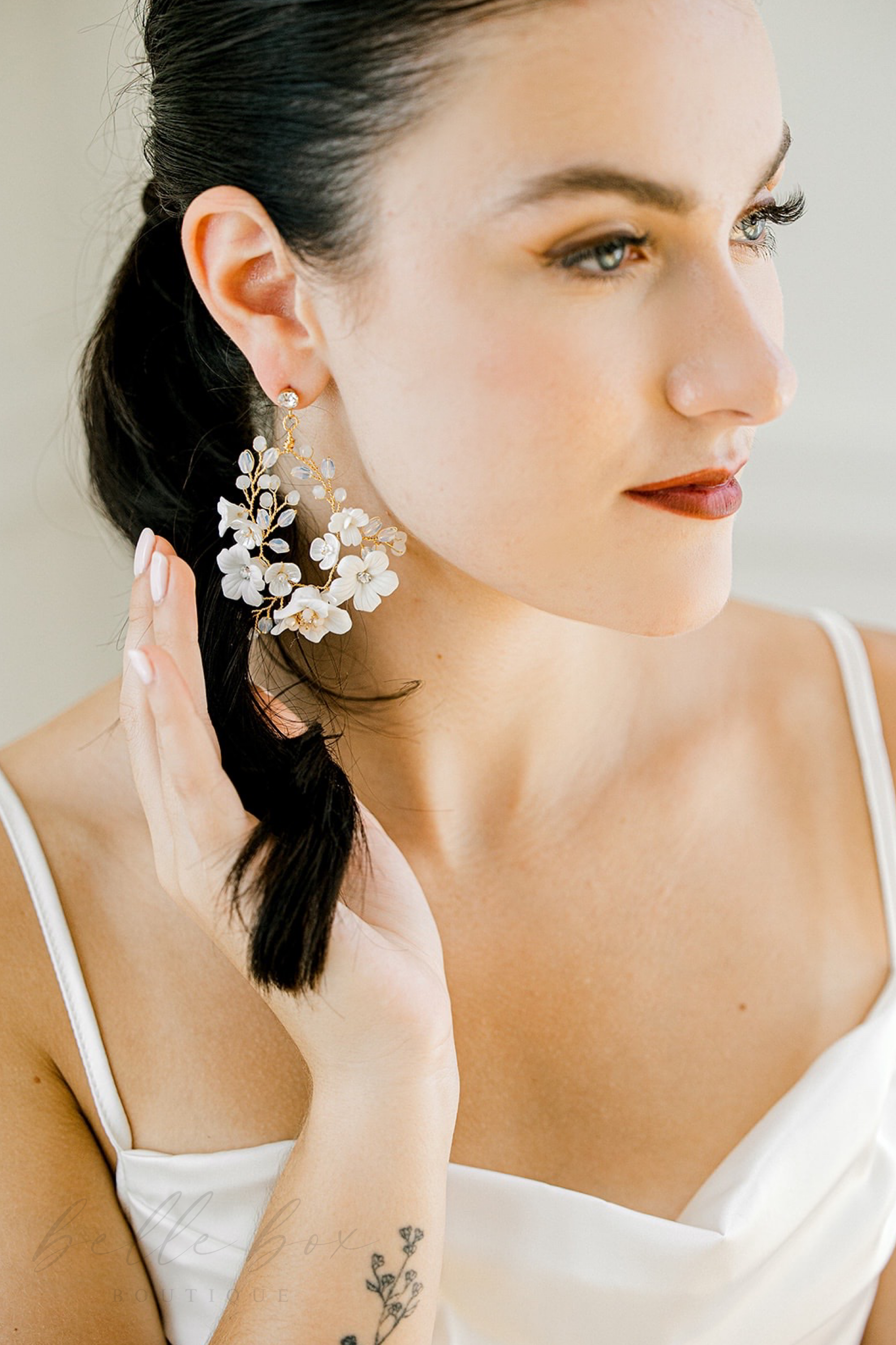 Kalesia Ceramic Floral Hoop Earrings