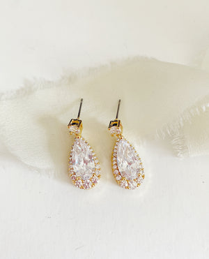 Simi Gold Diamond Drop Wedding Earrings