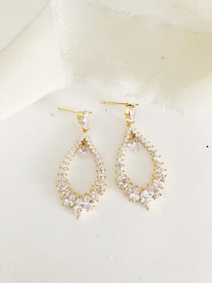 Carissa Gold Statement Diamond Wedding Earrings