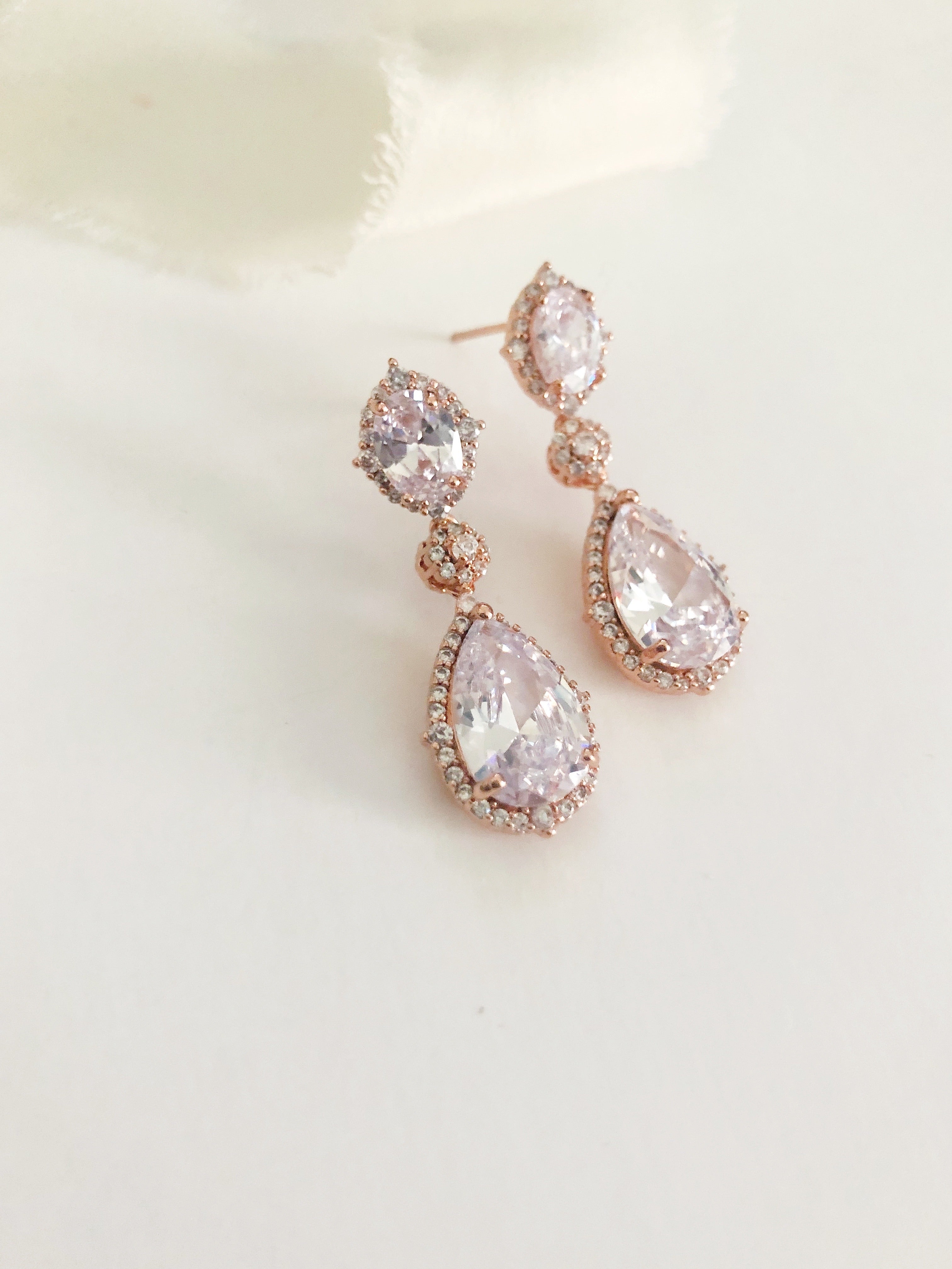 Eloise Teardrop Diamond Wedding Earrings