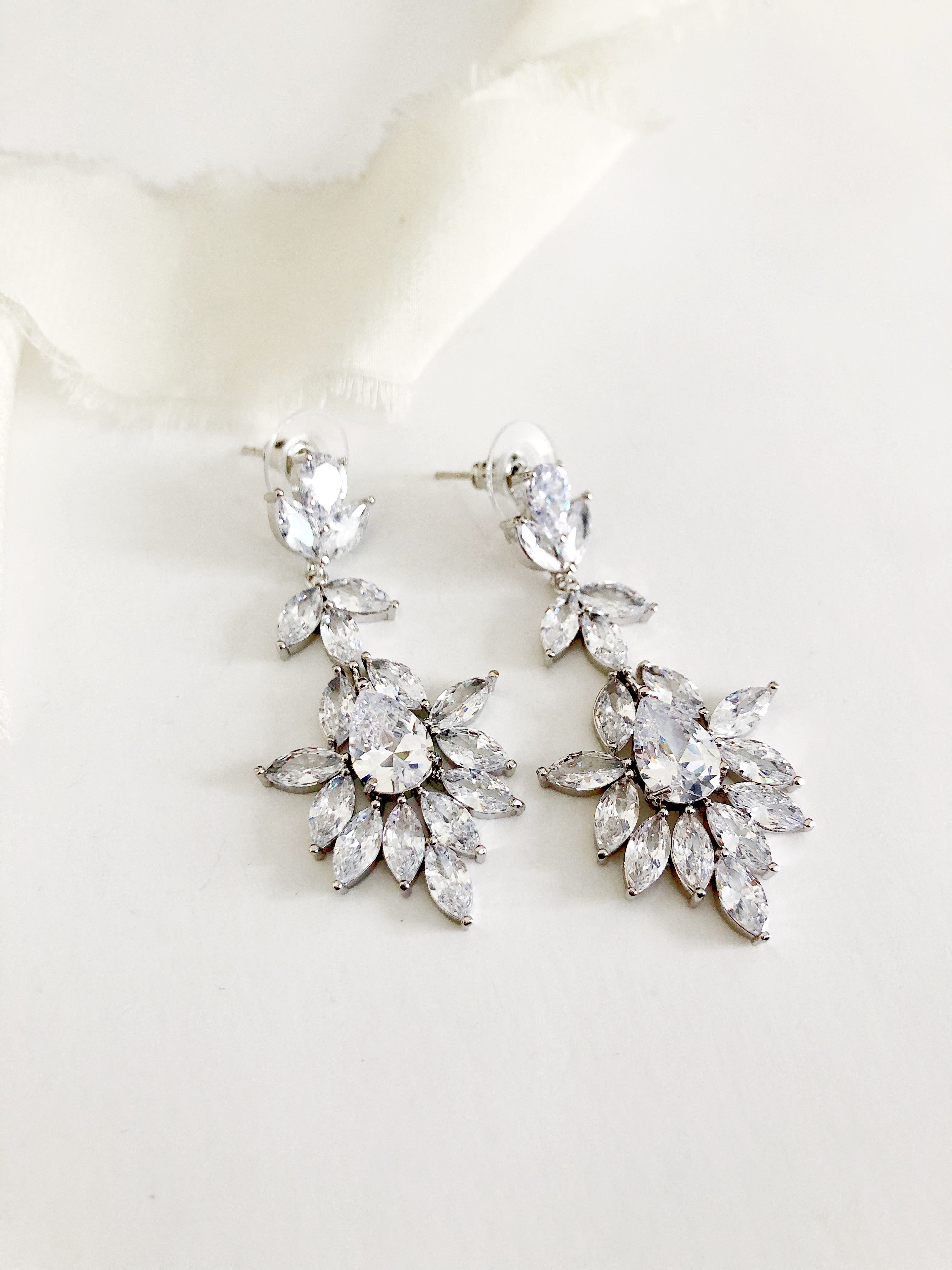 Harriett Silver Diamond Earrings and Bracelet Set