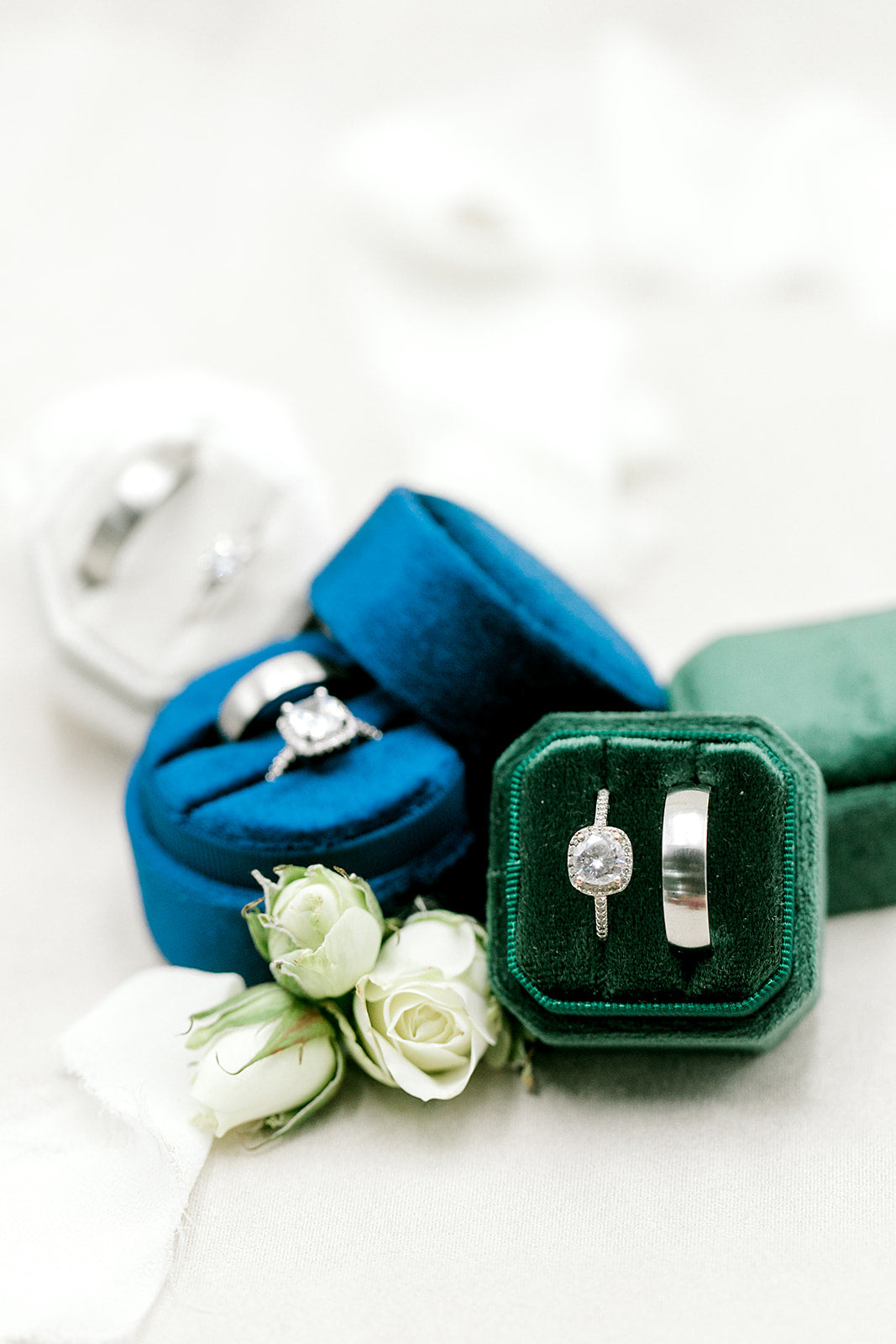 Emerald Green Velvet Square Octagon Ring Box