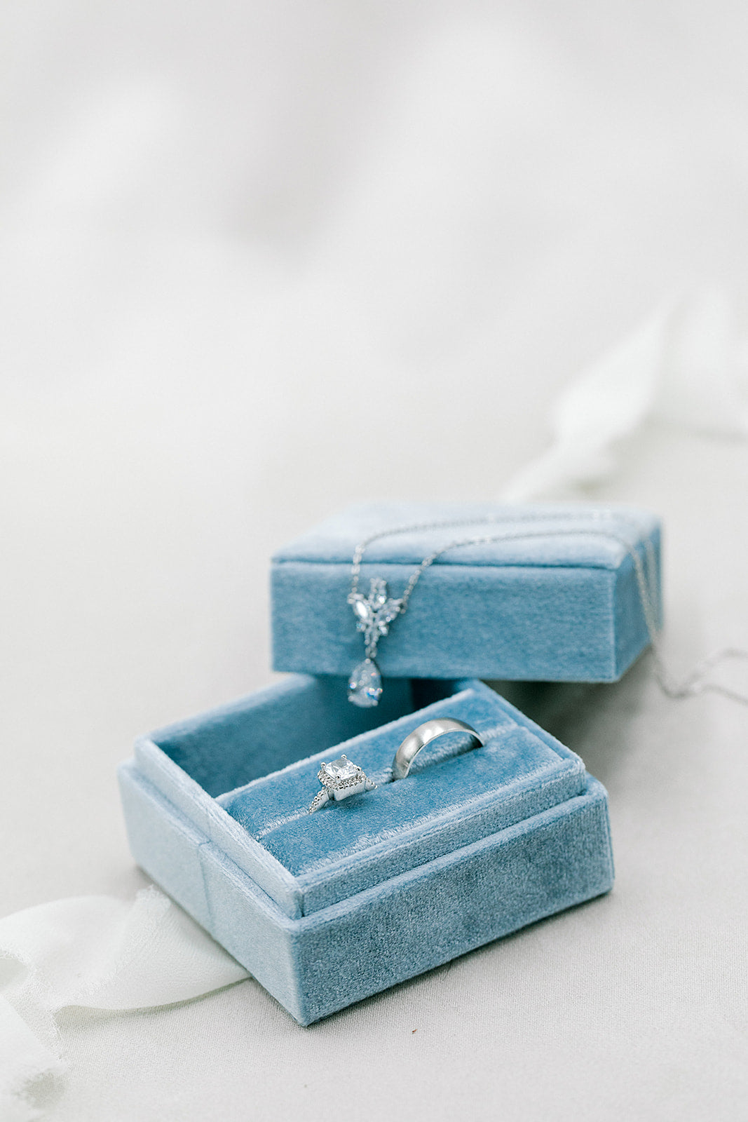 Dusty Blue Velvet Jewelry Case