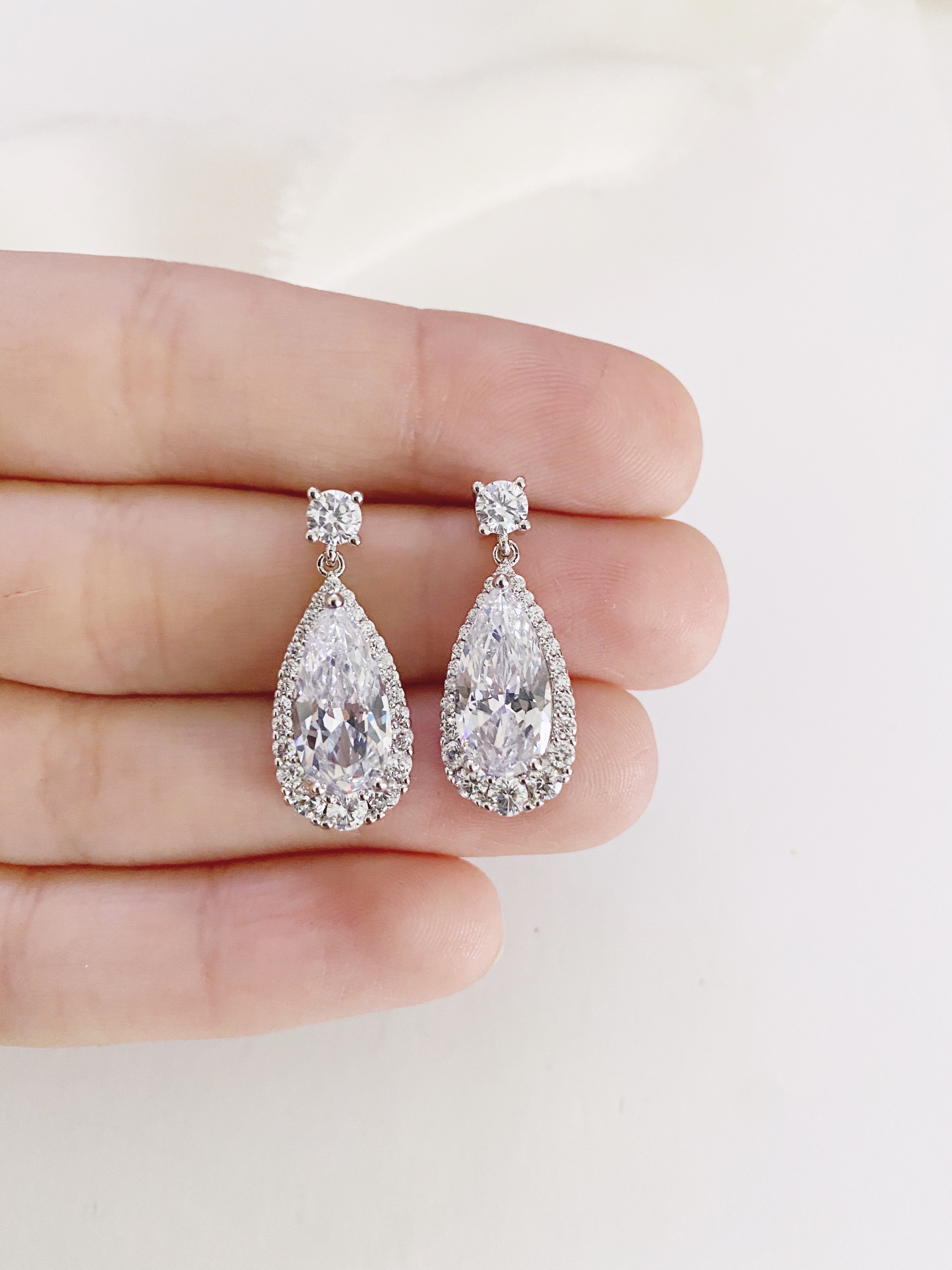 Simi Diamond Drop Wedding Earrings