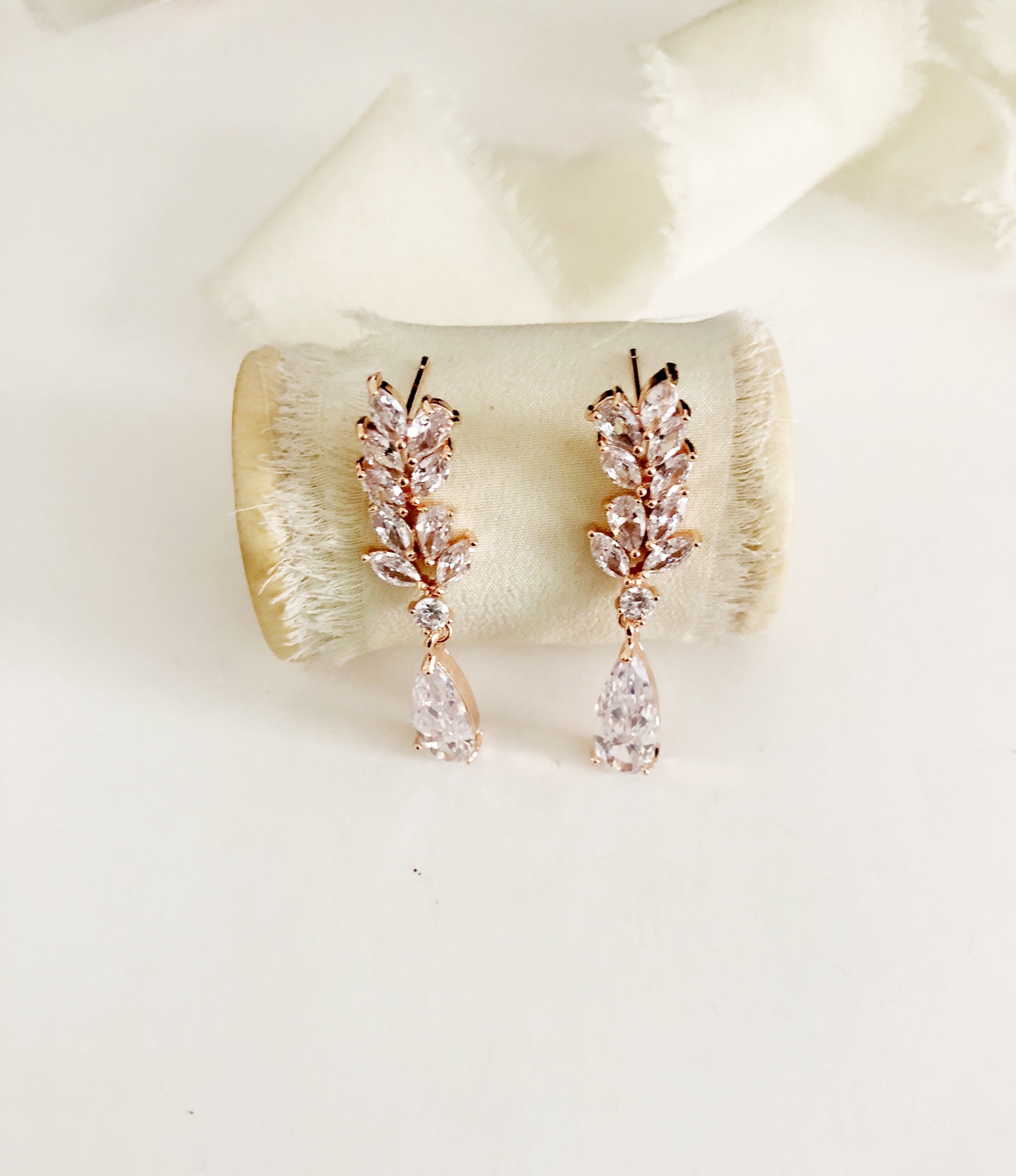 Jasmine Rose Gold Diamond Drop Earrings