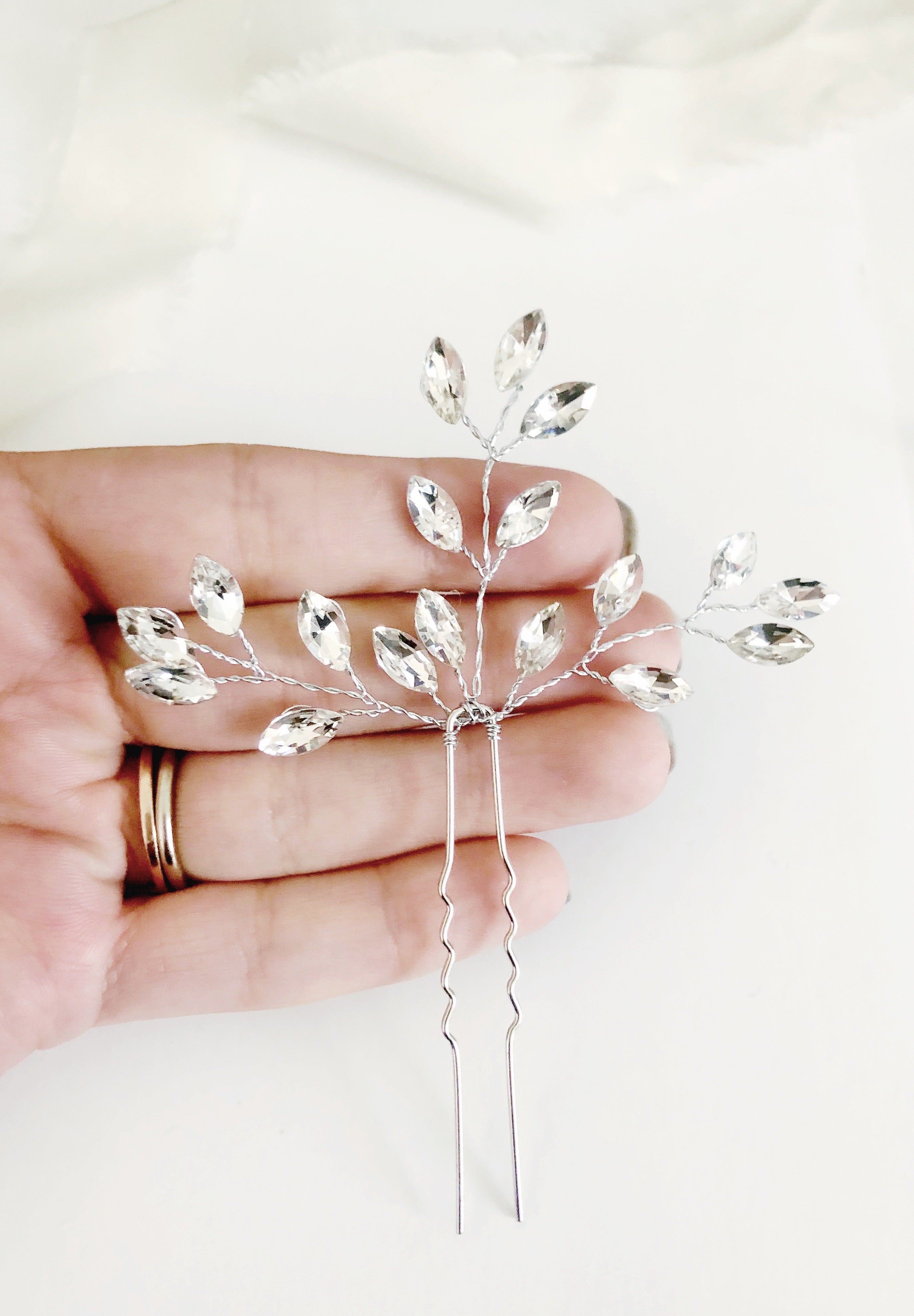 Silver Diamond Simple Hair Pins