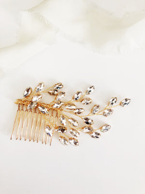 Francine Gold Crystal Diamond Rhinestone Bridal Headband