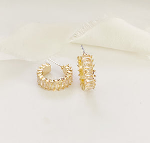 Maren Gold Modern Diamond Hoop Earrings