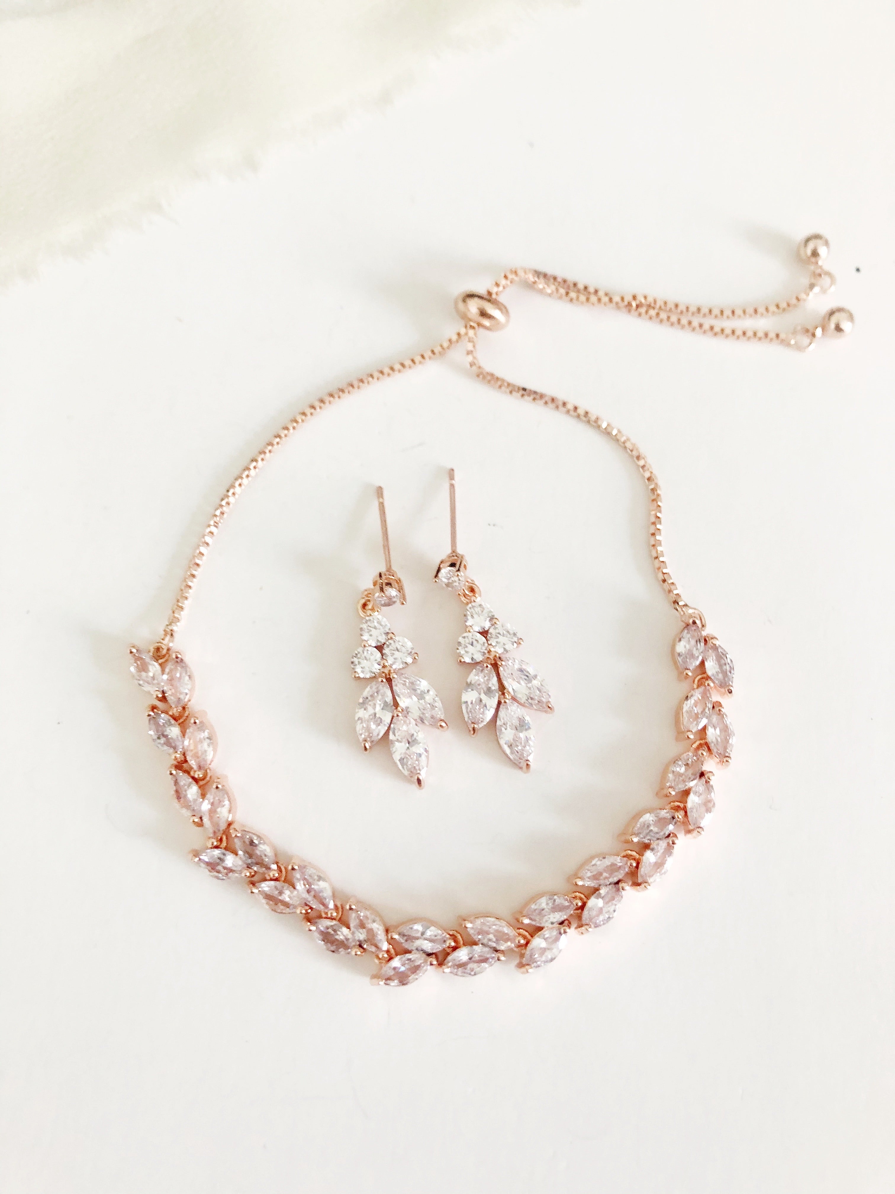 Ellen Stud Diamond Earrings and Bracelet Set