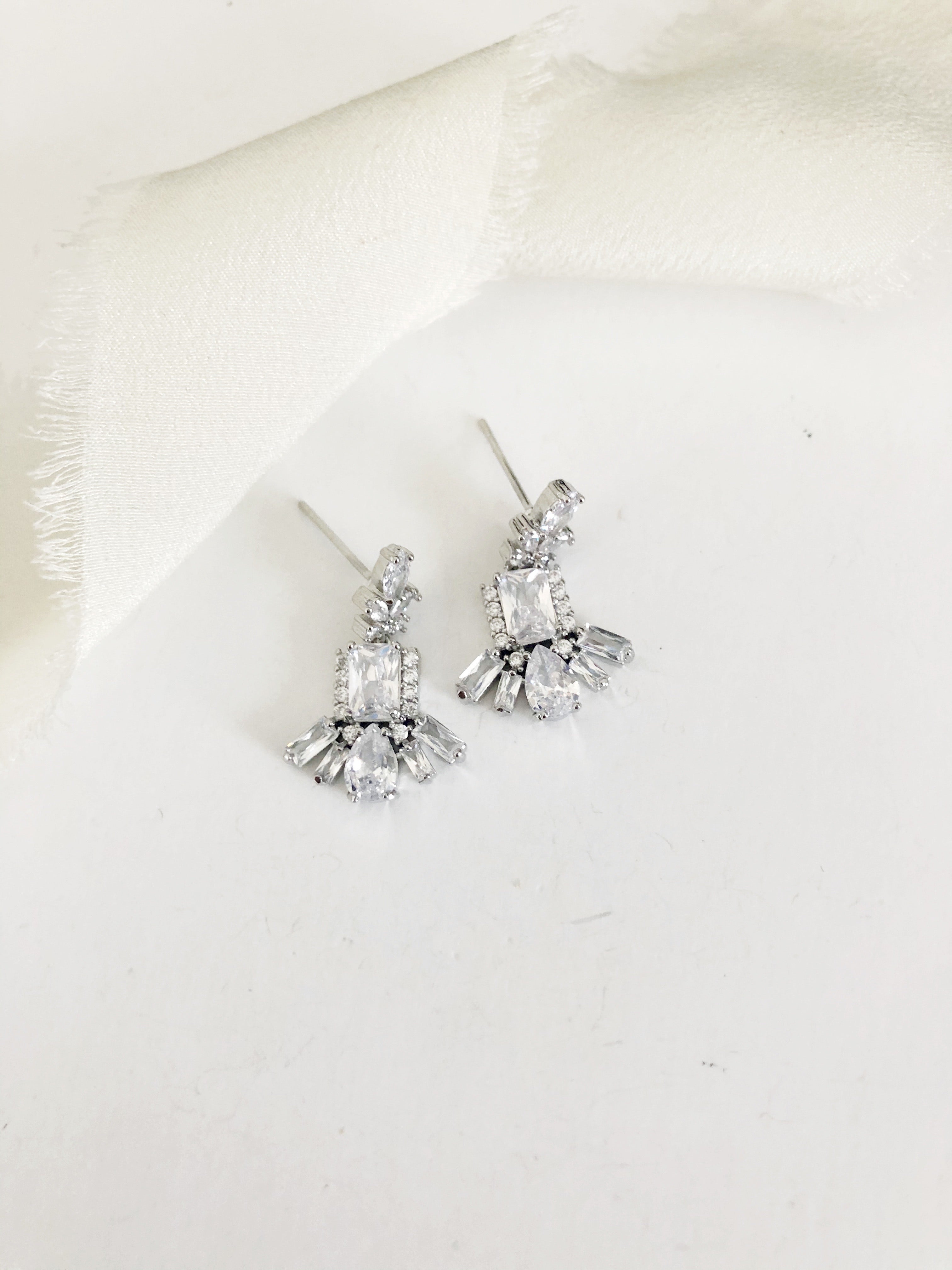 Merietta Silver Petite Wedding Earrings