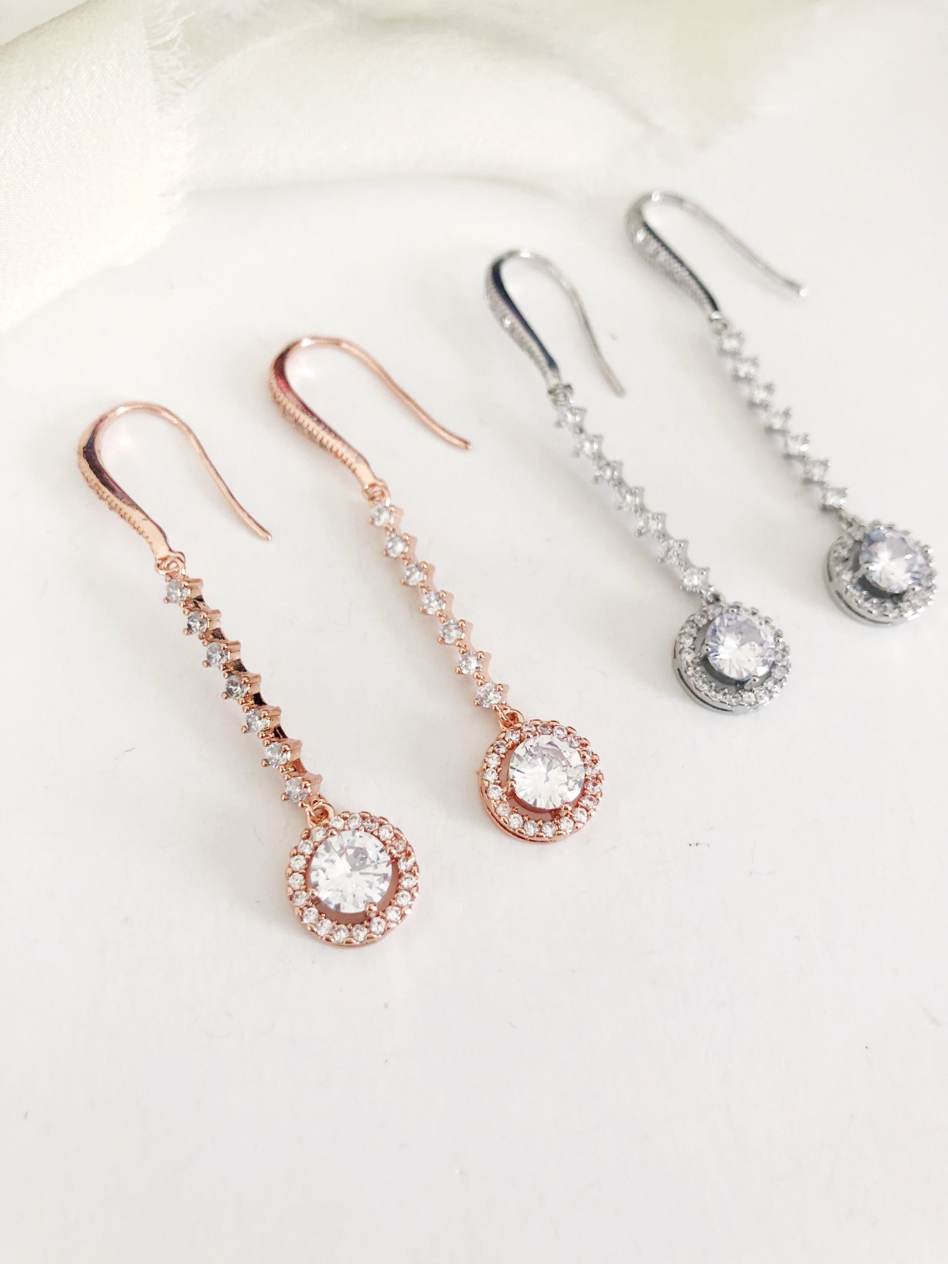 Joelle Long Drop Diamond Earrings