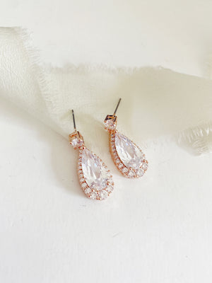 Simi Rose Gold Diamond Drop Earrings
