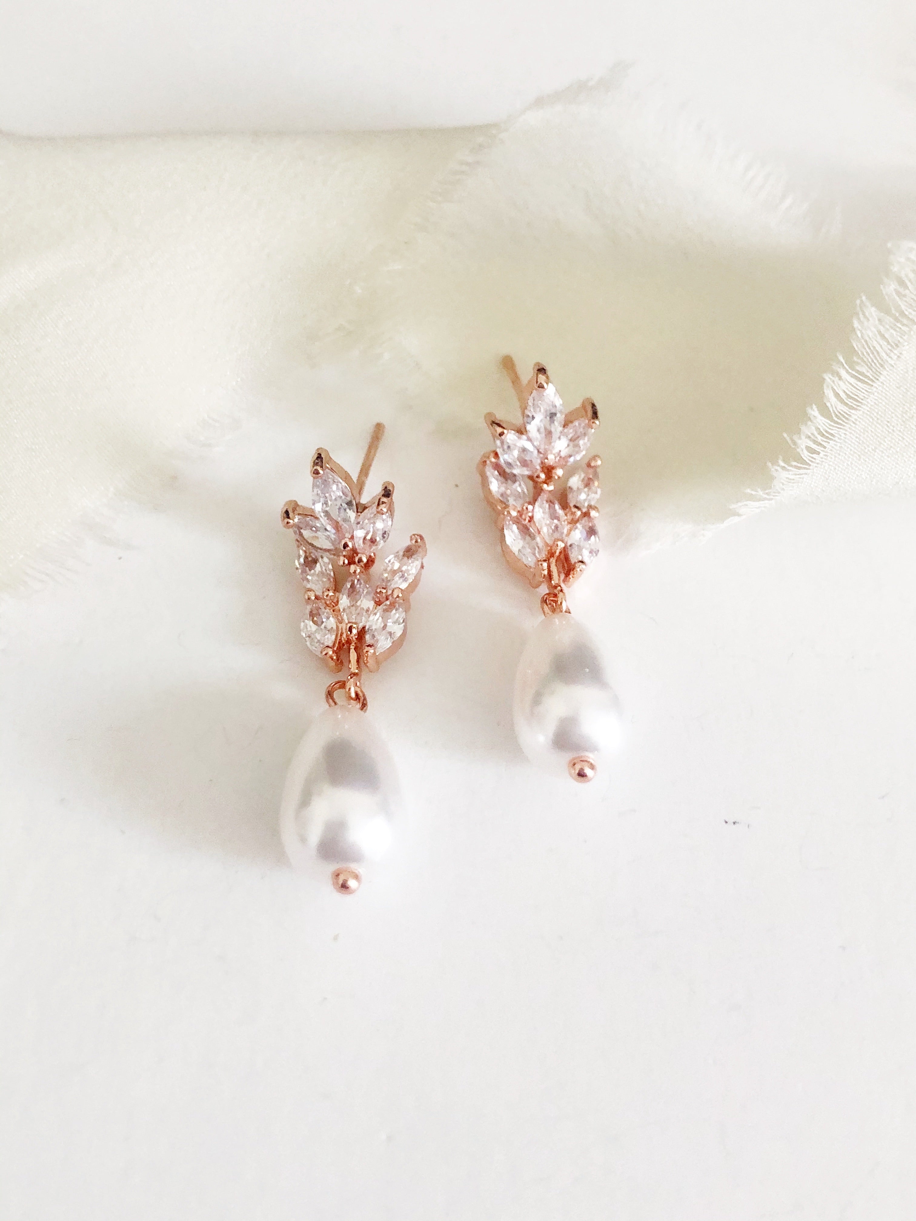 Gianna Rose Gold pearl drop earrings