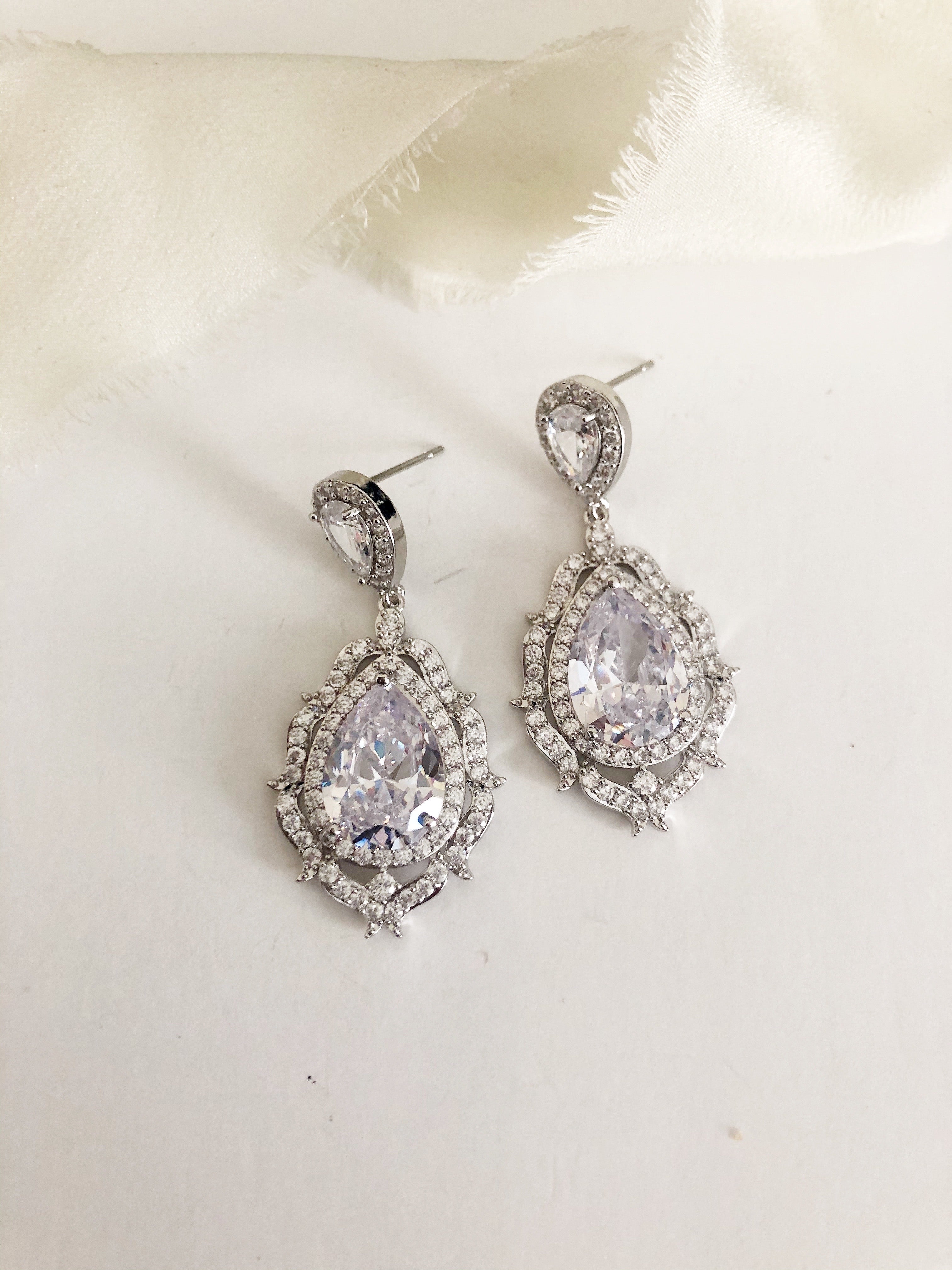Parisa Statement Diamond Wedding Earrings