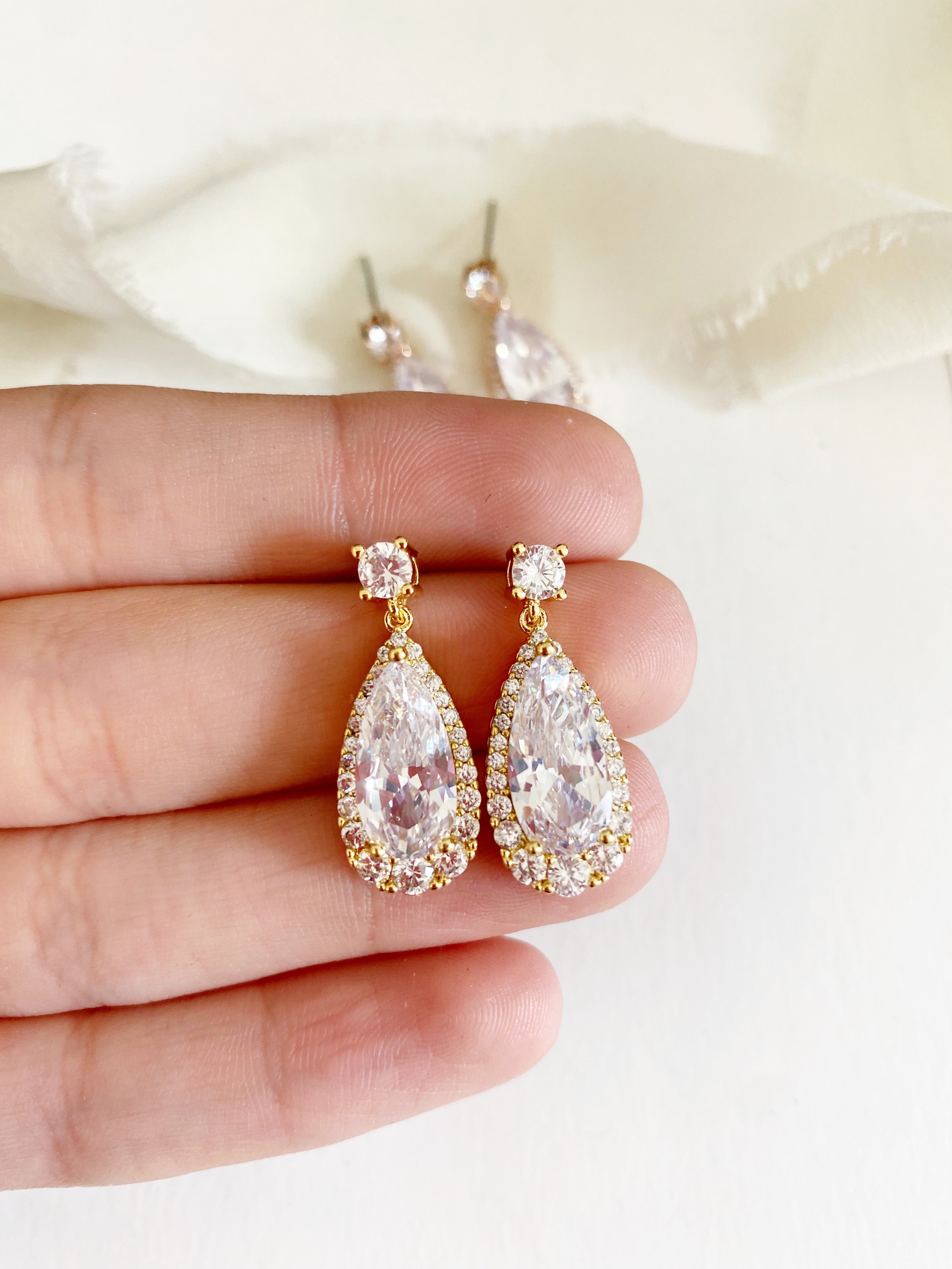 Simi Rose Gold Diamond Drop Earrings
