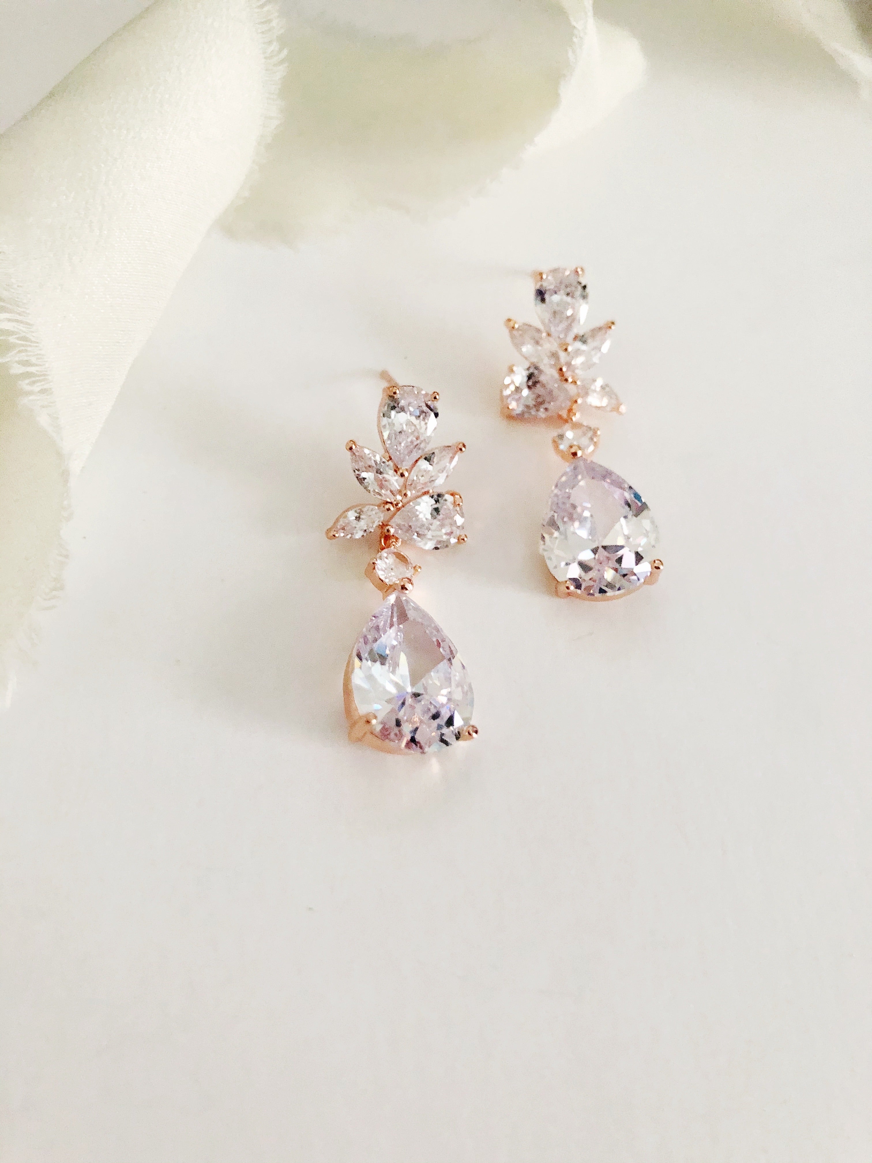 Ivy Diamond Drop Wedding Earrings